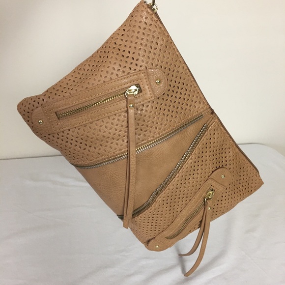 Clutch purse with zipper detail, tan color - Picture 9 of 9
